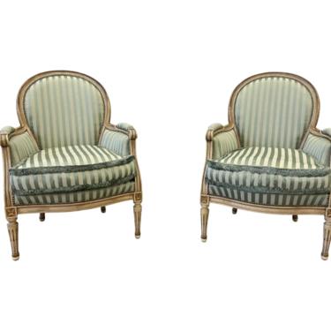 Pair of Louis XVI Style Upholstered Arm Chairs - Early 20th C