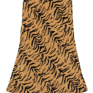 Madewell - Tan &amp; Black Tiger Print Silk Midi Slip Skirt Sz 2