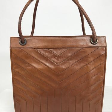 Vintage Yves Saint Laurent Caramel Leather Hand/Tote Bag 1970s