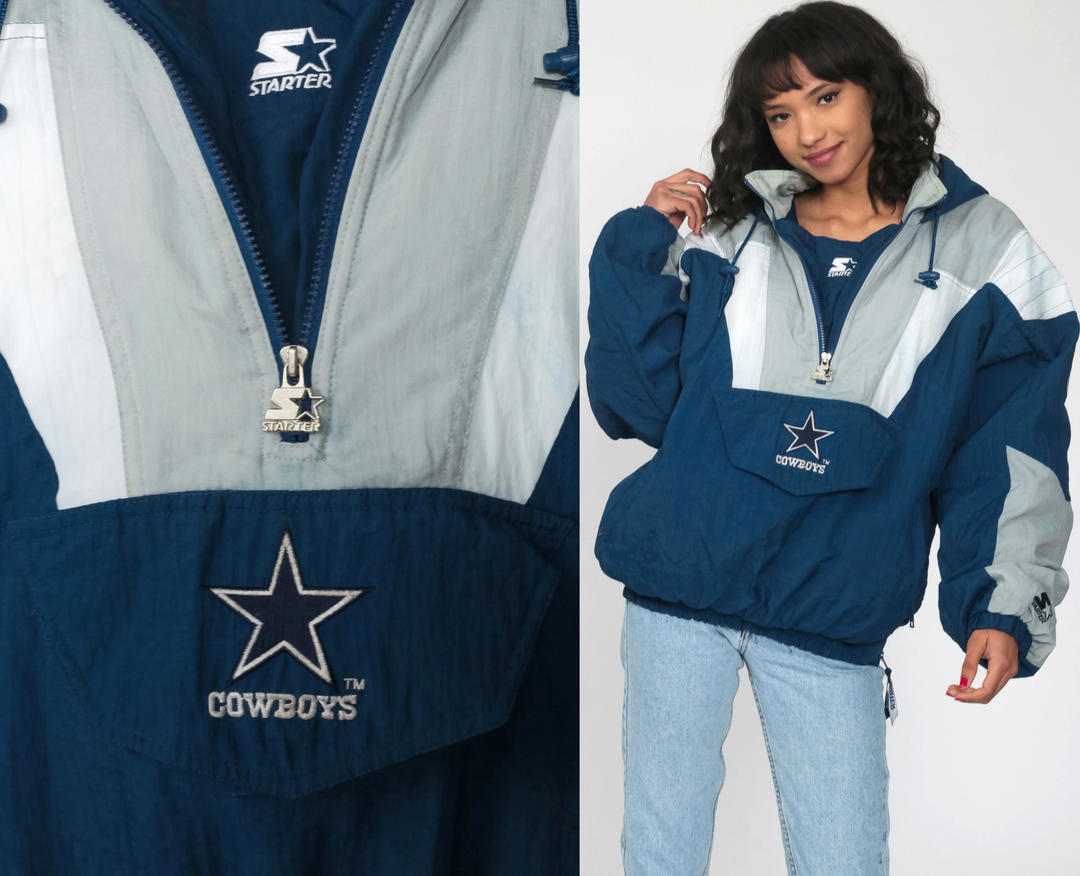 Dallas Cowboys Jacket STARTER Pullover NFL Hoodie Jacket 90s Streetwear, Shop Exile