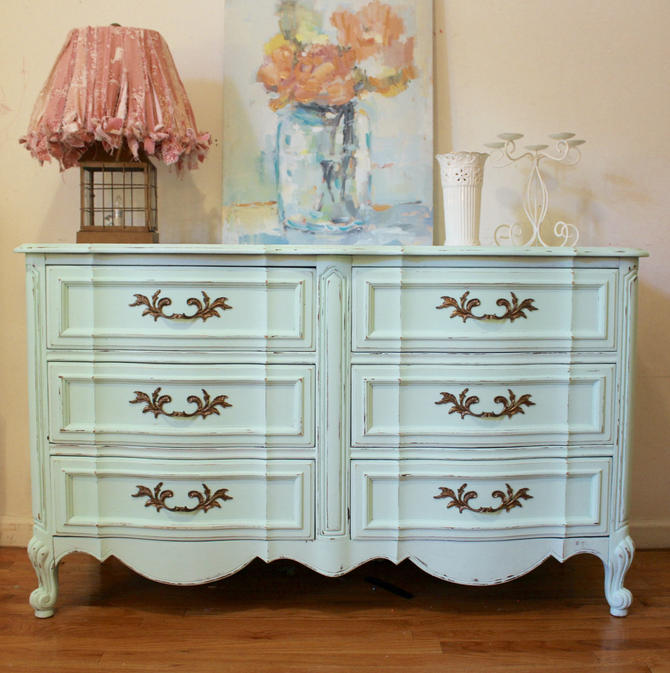 Sold Shabby Chic Dresser French Provincial Dresser Mint Green