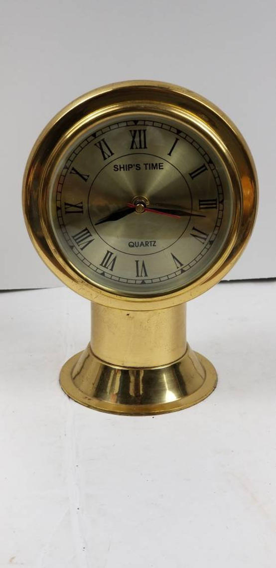 Brass Ships Time Nautical Desk Clock In Working Condition By