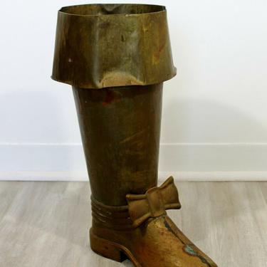 Mid Century Modern Spanish Brass Boot Floor Sculpture Umbrella Stand 1960s 
