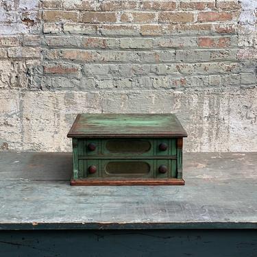 Antique Two-Drawer Goffs Braid Spool Cabinet Home Storage and Decor 