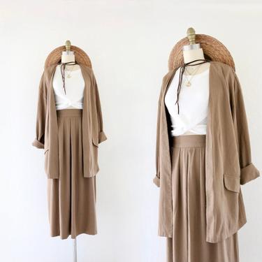 2 pc - ochre skirt + jacket set - m/l 