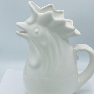 Solid White Large Hudson Grace Rooster Pitcher-Made in Italy Excellent Condition- 10" 