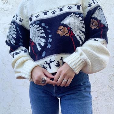 Vintage 70's Silton California Native Knitted Pattern Acrylic Pullover Sweater 