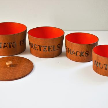 Mid Century Wooden Nesting Snack Bowl Set by Viking, Made in Japan 