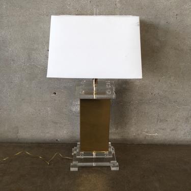 Mid Century Lucite / Brass Jonathan Adler Table Lamp