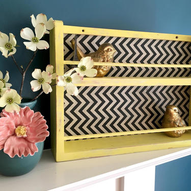 Yellow Chevron Wall Organizer Shelf 