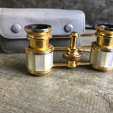 Paris Opera Glasses, Mother of Pearl, Leather Case, Altex, Brass, MDT 