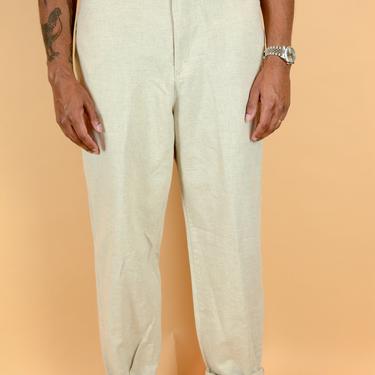 Vintage Cream Linen Blend Lee Trousers Pants  36x32 36x33 36x34 