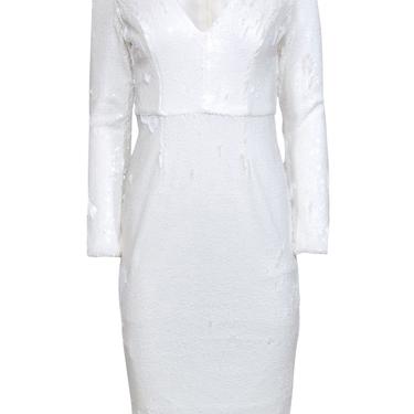 Dress the Population - White Sequin Long Sleeve &quot;Lily&quot; Midi Dress Sz S