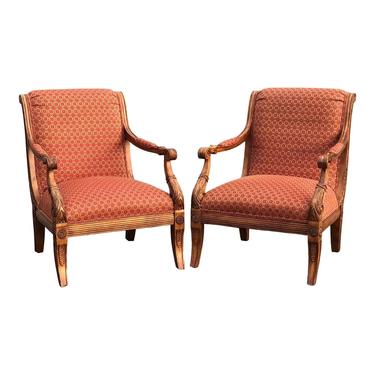 Ethan Allen Carved Roma Chairs - a Pair 