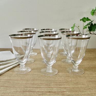 Vintage Stemware - Silver Rim Crystal Stemware - Silver Band Goblets - Crystal Iced Tea Water Goblets - Silver Rim Goblets  - Fine Glassware 