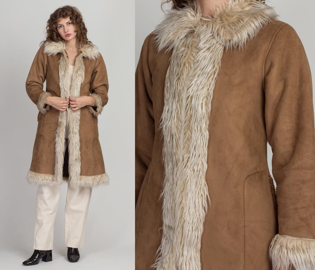 70's fur shop trimmed coat