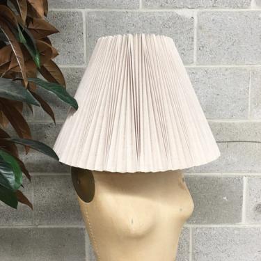 Vintage Lamp Shade Retro 1980s Pleated + Crimped + Accordion + Empire Shade + Beige + Eggshell White + Lighting and Home Decor 