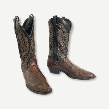 Vintage LAREDO Snakeskin Cowboy Boots ~ 10 1/2 D ~ Western ~ Rockabilly ~ Biker ~ 