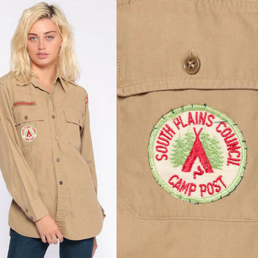 Flying Apple Vintage 80s Boy Scouts Uniform Shirt - Petite XS