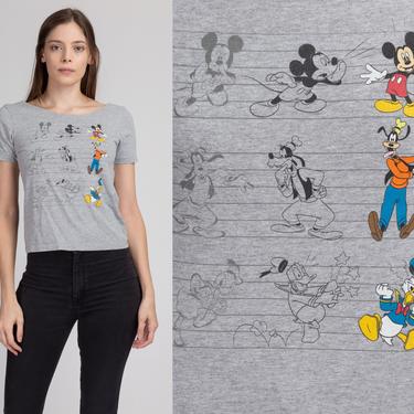 Mickey & Friends Graphic Cropped Tee - Extra Small | Vintage Disney Cartoon Retro T Shirt 