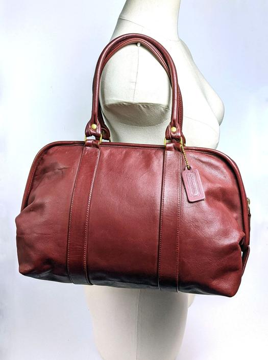 MINT! Coach Vintage Cinched Doctor Bag Soft Satchel Burgundy Leather, Trading Traveler