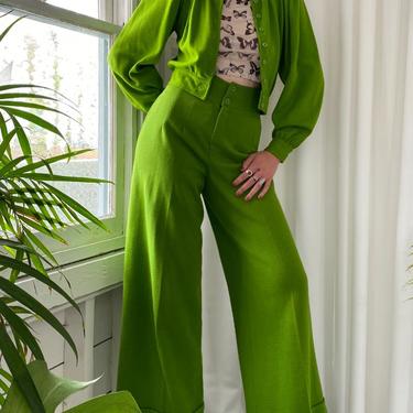 70s Sheer Floral Bellbottom Pant Suit