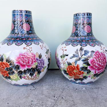 Pair of Huge Floral Vases