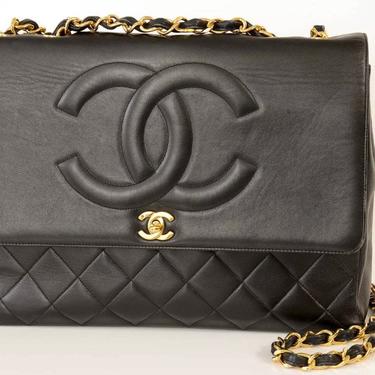 Vintage 90 S Chanel Maxi Jumbo Quilted Denim Cc Logo Turnlock Moonstone Vintage Los Angeles Ca