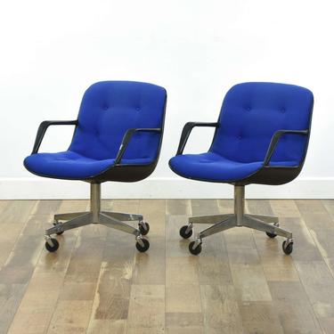 Pair Of Steelcase Vintage Royal Blue Conference Chairs