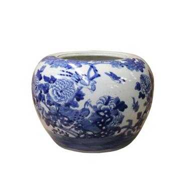 Chinese Blue White Oriental Flower Birds Scenery Porcelain Pot ws1103E 