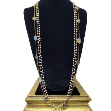 Multistrand Labradorite and Agate Delicate Necklace - Fashion Jewelry 