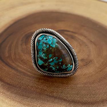 TWISTED UP Chimney Butte Sterling Silver &amp; Turquoise Ring | Native American Navajo Style Jewelry | Southwestern,  | Size 6 1/4 