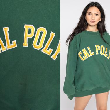 Cal Poly Sweatshirt University Shirt 90s San Luis Obispo Shirt Graphic Vintage Crewneck College Sweatshirt Green Extra Large xl 