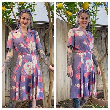 Vintage 1940’s Lavender and Pink Floral Dress 