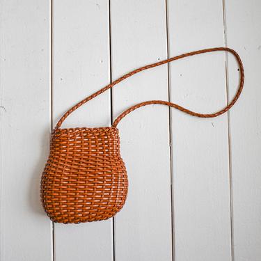 Vintage Brown Braided Leather Purse 