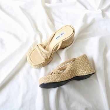 raffia platform sandals / 9.5 