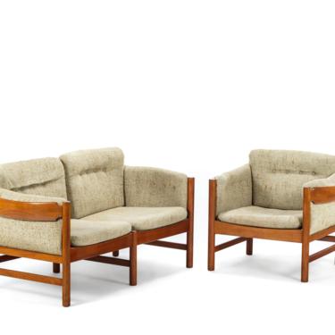 Mid Century Danish Modern Sofa and Lounge Chair Set in Solid Old Age Teak by Jydsk Mobelvaerk 
