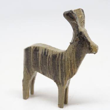 Small Vintage German Deer, Hand Painted Wood for Christmas Putz or Nativity, Antique Erzgebirge Germany Reindeer 