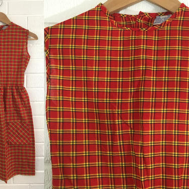 Vintage Sears Perma-Prest Dress 60s Mod Red Plaid Button Back | Check ...