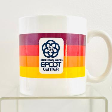 Vintage 1980s Retro Rainbow Ombre Walt Disney Epcot Center Ceramic Cup Mug Japan 