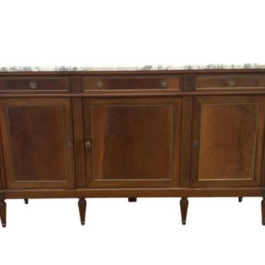 Louis XVI Style Marble Top Sideboard Buffet Credenza - 20th C