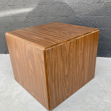 Laminate Wood Cube Side Table