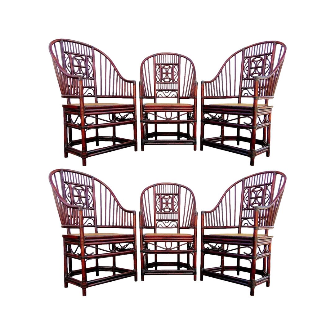 Brighton Pavilion Style Rattan Dining Chairs, Set of 6 Verona Vintage