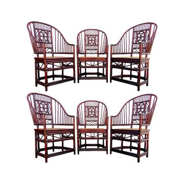 Brighton Pavilion Style Rattan Dining Chairs, Set of 6 