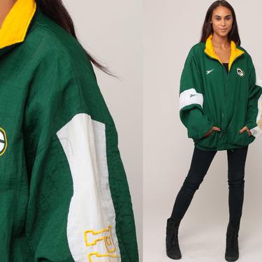 Vintage Green Bay Packers Football Reebok Full Zip Puffer Vest Size XL Rare Nice