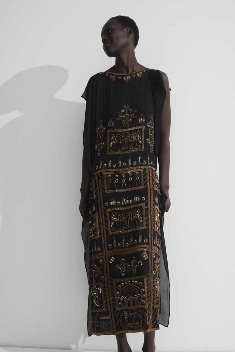 1920s Egyptian Motif Beaded Dress 