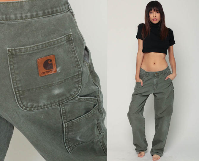 Carhartt Pants Workwear Olive Work Pants 90s Baggy Wide Leg | Shop 