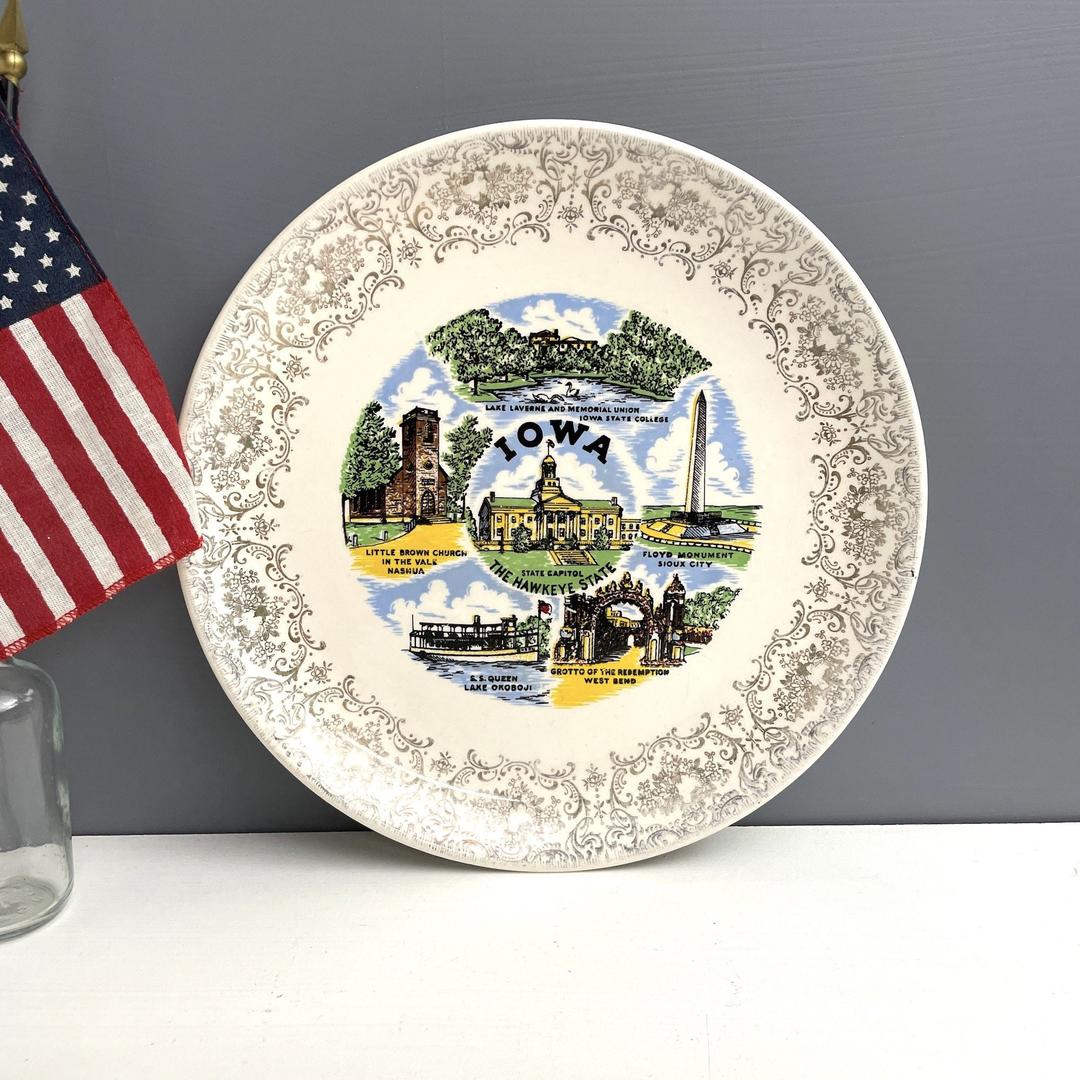 Iowa souvenir state plate - vintage 1960s road trip souvenir ...