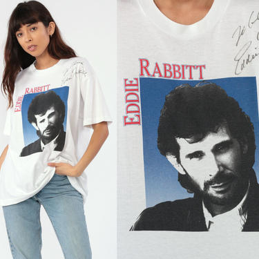 Vintage Eddie Rabbit Shirt SIGNED Country Music Tshirt 80s Band Shirt Screen Stars Concert T Shirt Vintage Tee American Boy Medium Large 