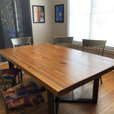 Modern Wood Dining table with 2.5" THICK solid plank wood top and symmetry legs in your choice of color, size and finish 